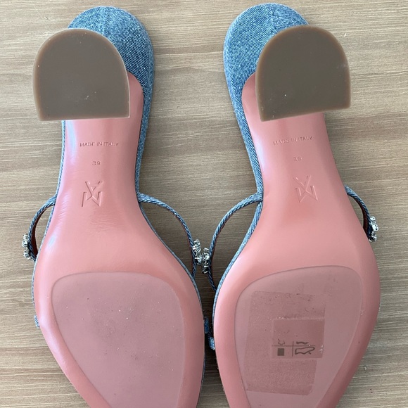 *SOLD* NEW Amina Muaddi Lily Crystal Embellished Slide Sandal (DENIM) SIZE US 9 - Picture 3 of 7